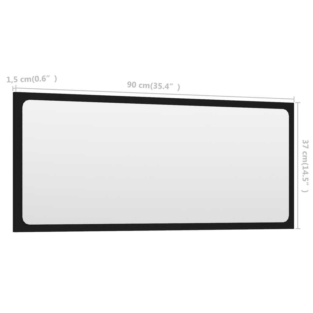 NNEVL Bathroom Mirror Black 90x1.5x37 cm Chipboard-4