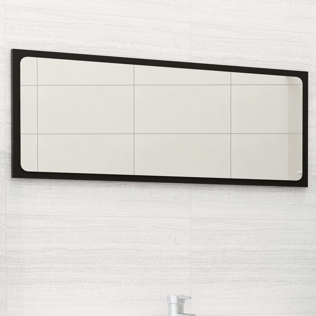 NNEVL Bathroom Mirror Black 90x1.5x37 cm Chipboard-0