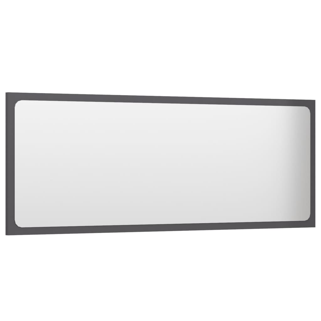 NNEVL Bathroom Mirror High Gloss Grey 100x1.5x37 cm Chipboard-2