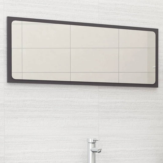 NNEVL Bathroom Mirror High Gloss Grey 100x1.5x37 cm Chipboard-0