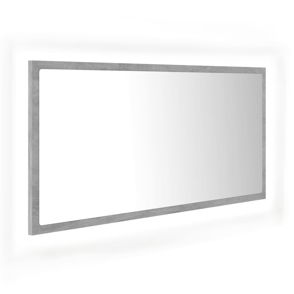 NNEVL LED Bathroom Mirror Concrete Grey 90x8.5x37 cm Chipboard-1