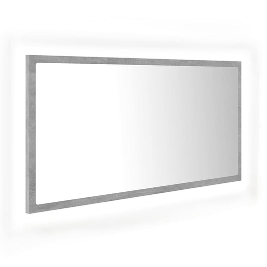 NNEVL LED Bathroom Mirror Concrete Grey 90x8.5x37 cm Chipboard-1