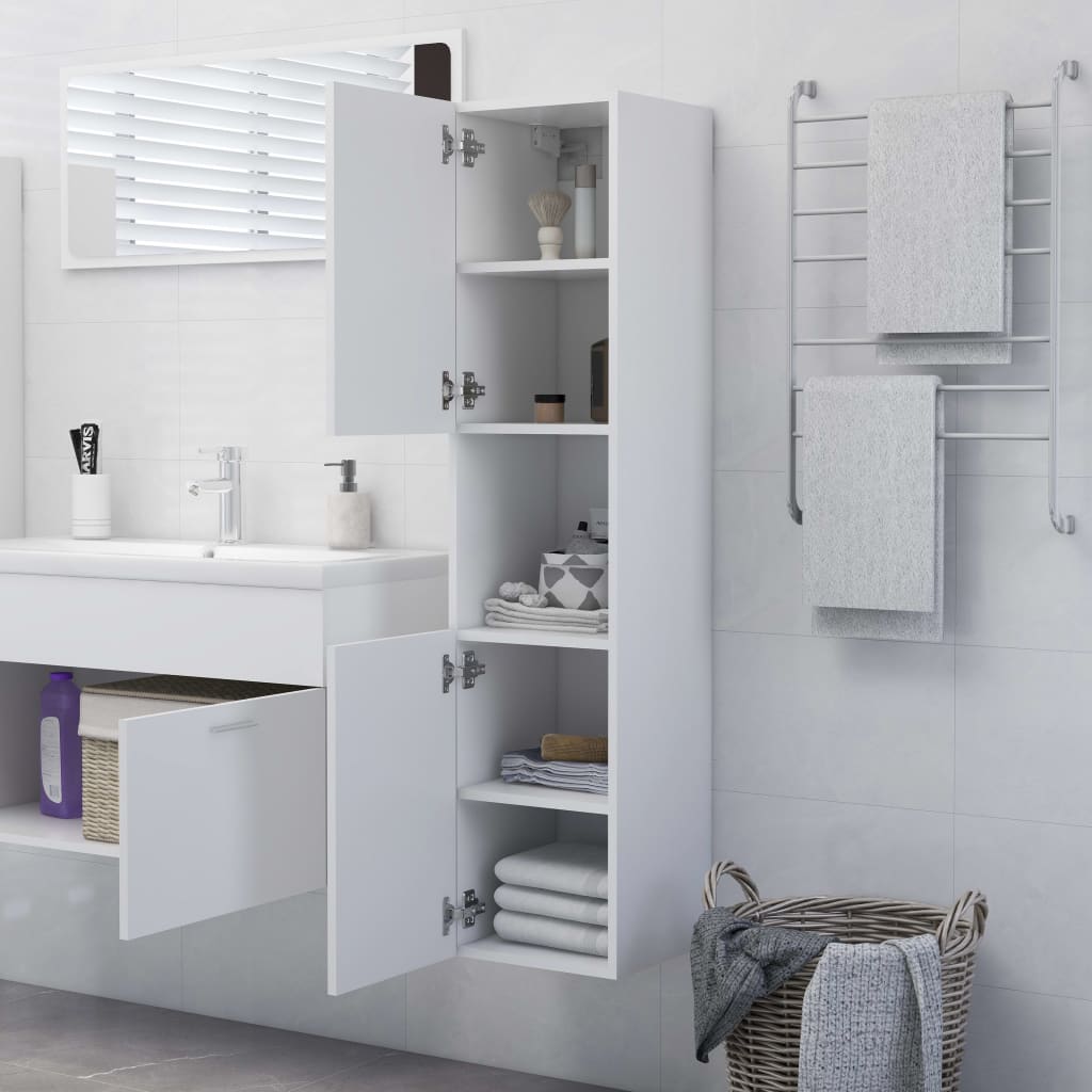 NNEVL Bathroom Cabinet White 30x30x130 cm Engineered Wood-2