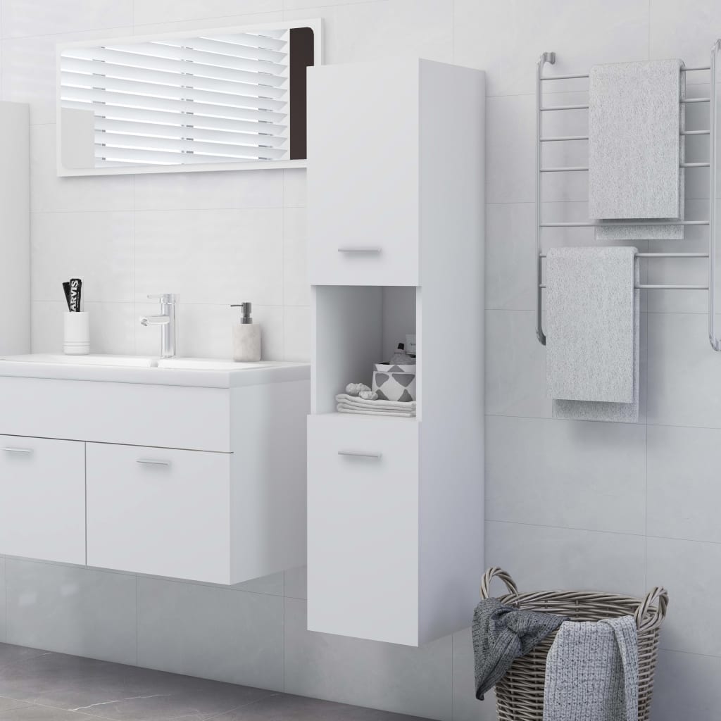 NNEVL Bathroom Cabinet White 30x30x130 cm Engineered Wood-0