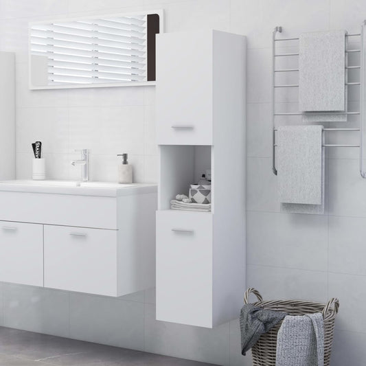 NNEVL Bathroom Cabinet White 30x30x130 cm Engineered Wood-0