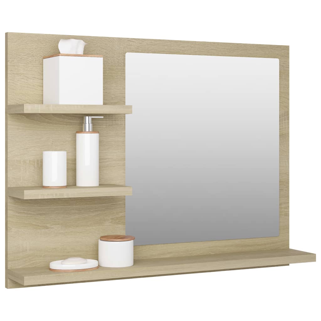 NNEVL Bathroom Mirror Sonoma Oak 60x10.5x45 cm Chipboard-2
