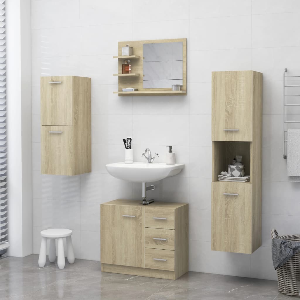 NNEVL Bathroom Mirror Sonoma Oak 60x10.5x45 cm Chipboard-3