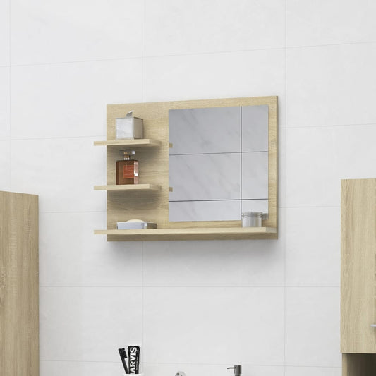 NNEVL Bathroom Mirror Sonoma Oak 60x10.5x45 cm Chipboard-0