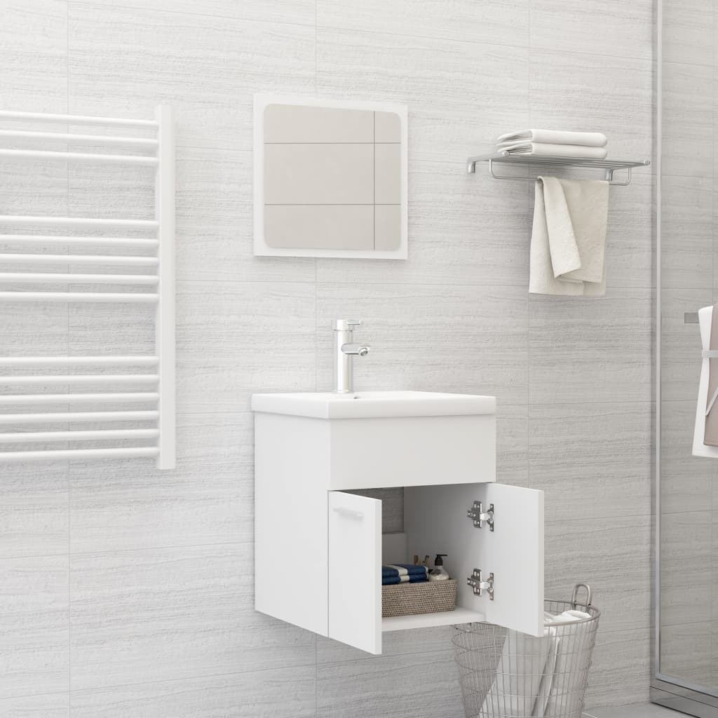 NNEVL 2 Piece Bathroom Furniture Set White Chipboard-2