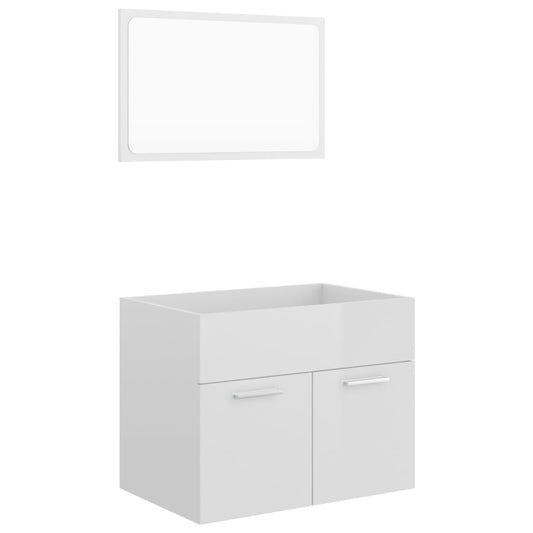 NNEVL 2 Piece Bathroom Furniture Set High Gloss White Chipboard-1