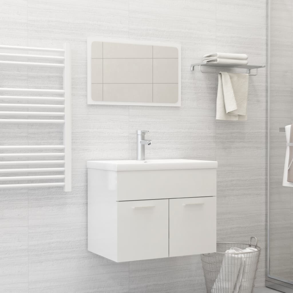 NNEVL 2 Piece Bathroom Furniture Set High Gloss White Chipboard-0