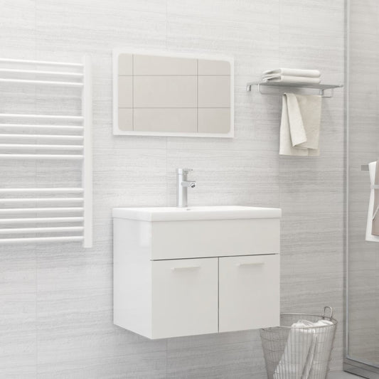 NNEVL 2 Piece Bathroom Furniture Set High Gloss White Chipboard-0