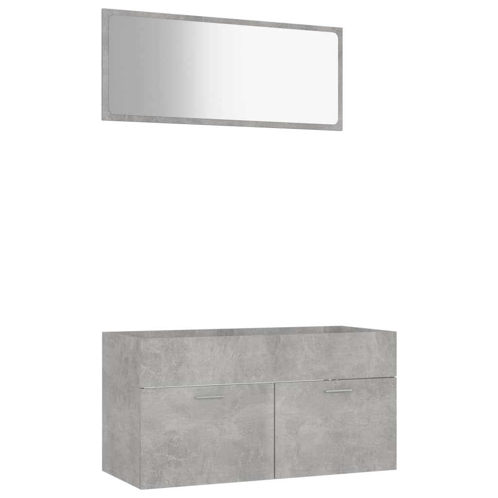 NNEVL 2 Piece Bathroom Furniture Set Concrete Grey Chipboard-1