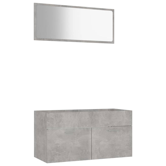 NNEVL 2 Piece Bathroom Furniture Set Concrete Grey Chipboard-1