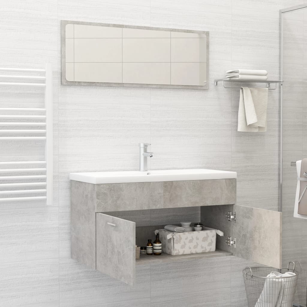 NNEVL 2 Piece Bathroom Furniture Set Concrete Grey Chipboard-2