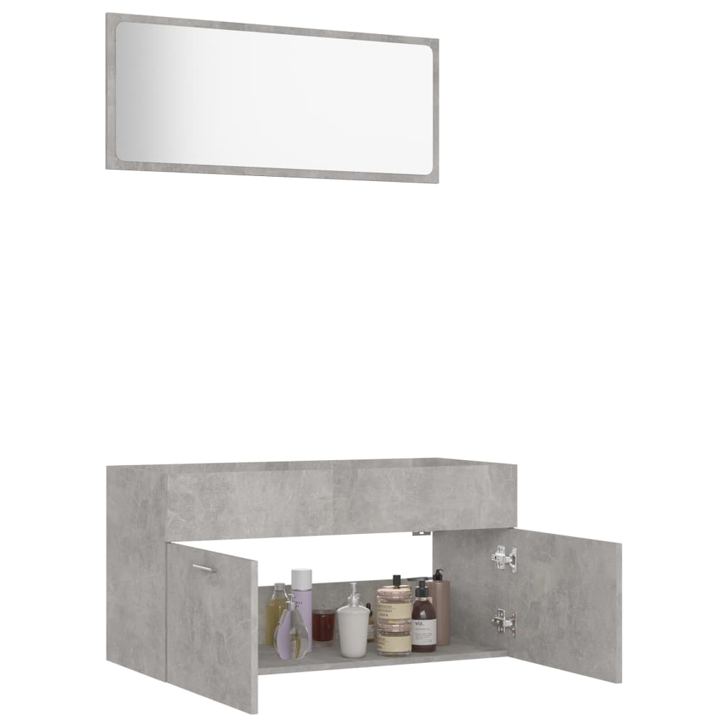 NNEVL 2 Piece Bathroom Furniture Set Concrete Grey Chipboard-3