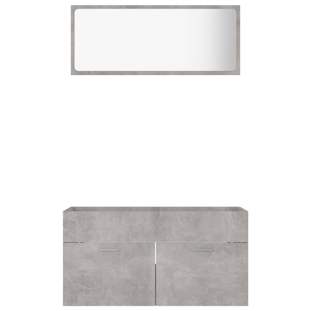NNEVL 2 Piece Bathroom Furniture Set Concrete Grey Chipboard-4