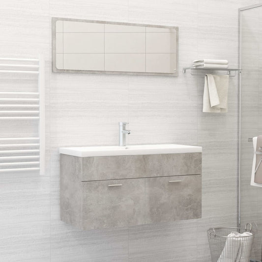 NNEVL 2 Piece Bathroom Furniture Set Concrete Grey Chipboard-0