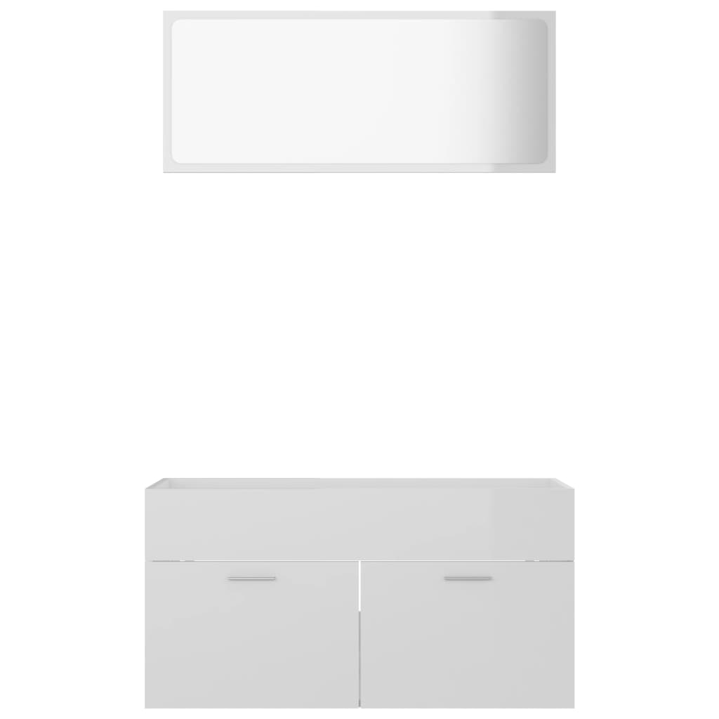 NNEVL 2 Piece Bathroom Furniture Set High Gloss White Chipboard-4