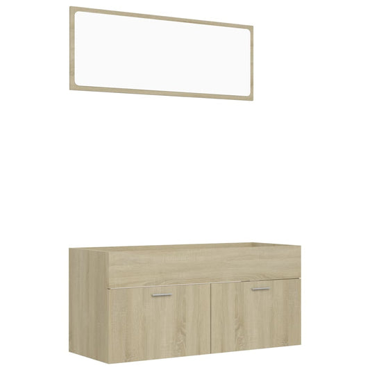 NNEVL 2 Piece Bathroom Furniture Set Sonoma Oak Chipboard-1