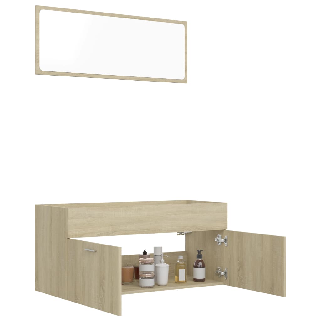 NNEVL 2 Piece Bathroom Furniture Set Sonoma Oak Chipboard-3