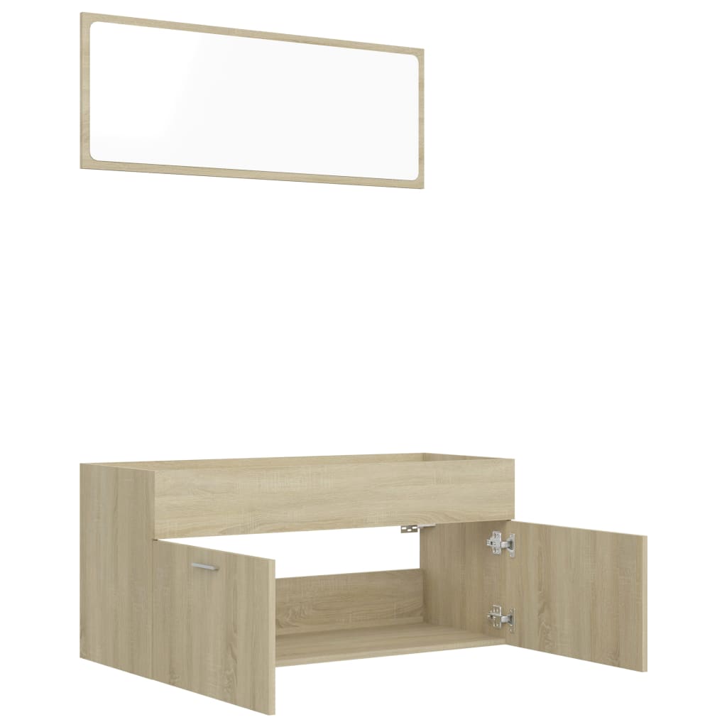 NNEVL 2 Piece Bathroom Furniture Set Sonoma Oak Chipboard-4