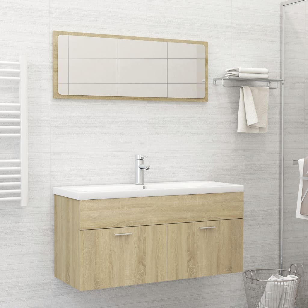 NNEVL 2 Piece Bathroom Furniture Set Sonoma Oak Chipboard-0