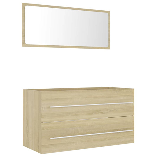 NNEVL 2 Piece Bathroom Furniture Set Sonoma Oak Chipboard-1