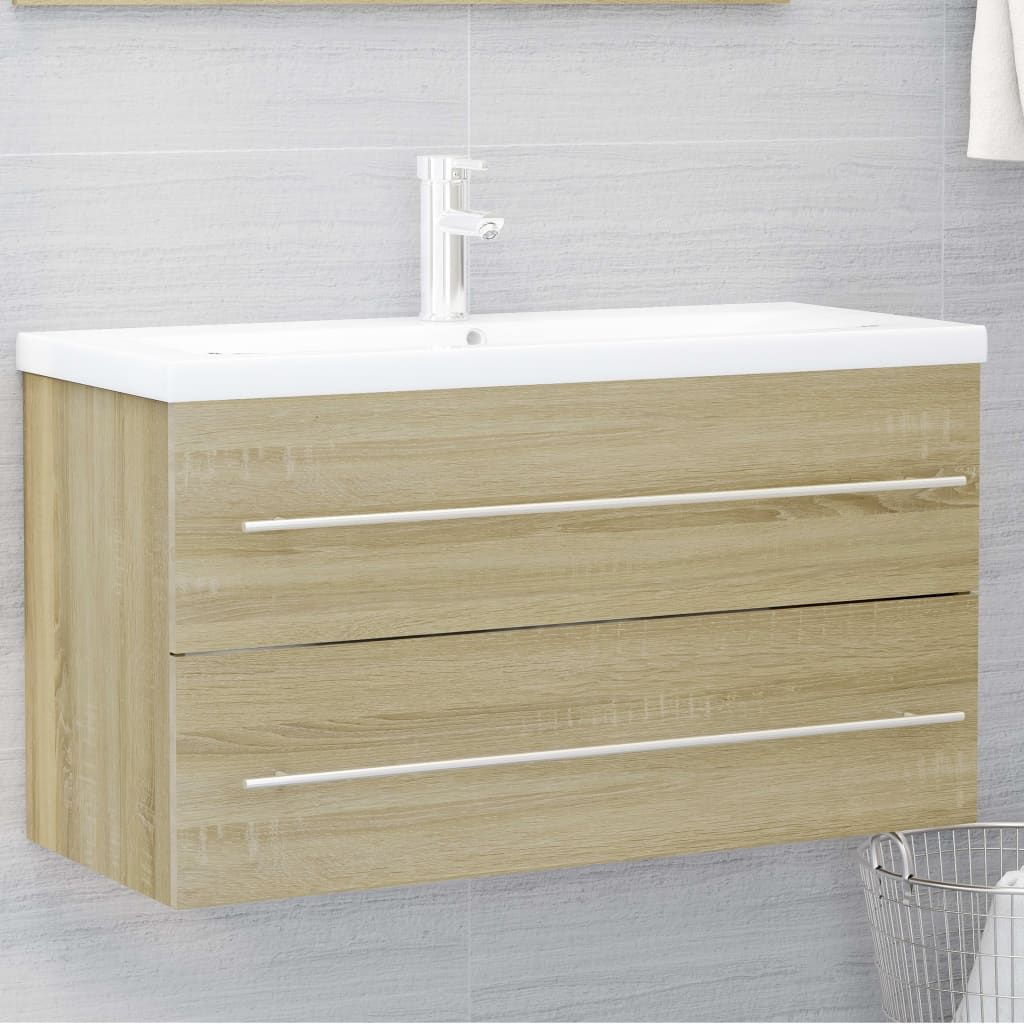 NNEVL 2 Piece Bathroom Furniture Set Sonoma Oak Chipboard-2