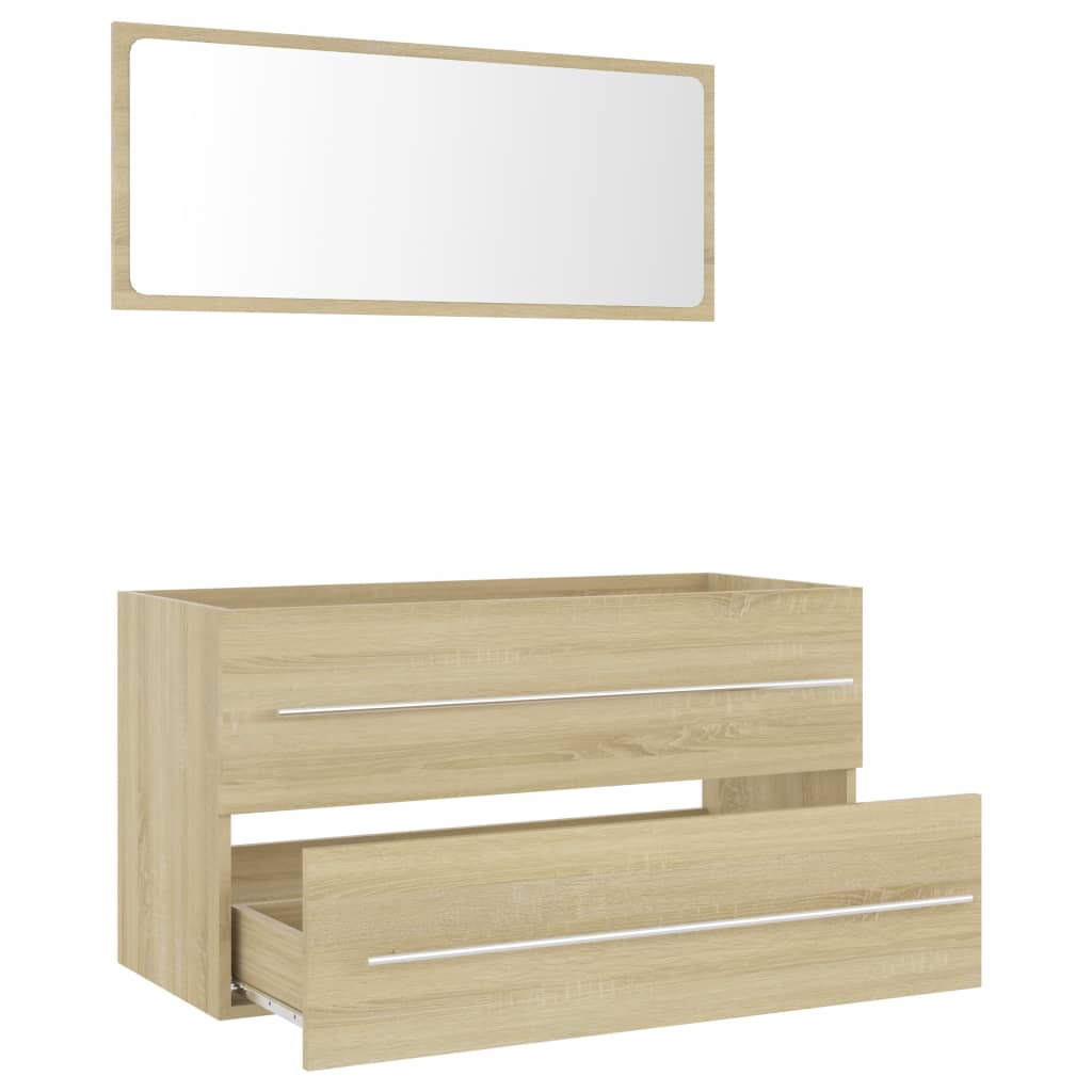 NNEVL 2 Piece Bathroom Furniture Set Sonoma Oak Chipboard-4