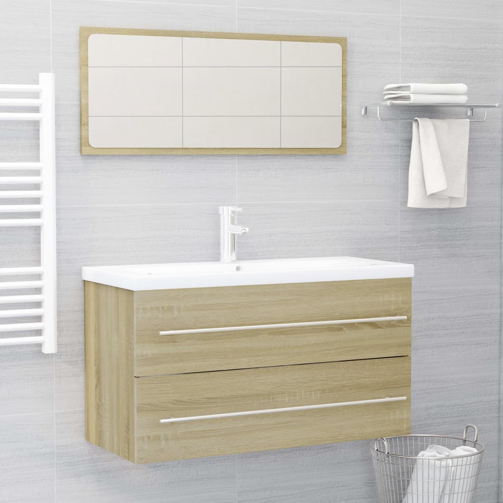 NNEVL 2 Piece Bathroom Furniture Set Sonoma Oak Chipboard-0