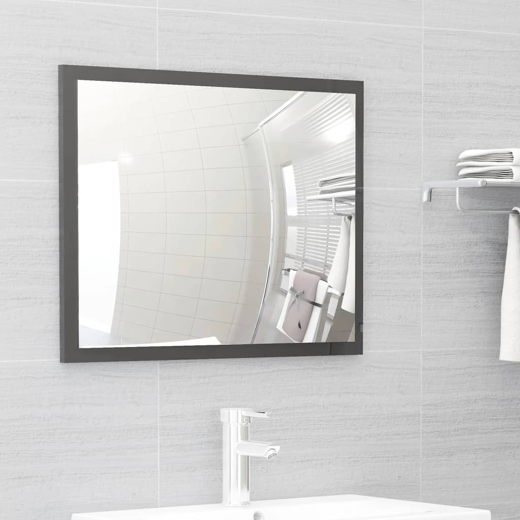 NNEVL 2 Piece Bathroom Furniture Set High Gloss Grey Chipboard-2