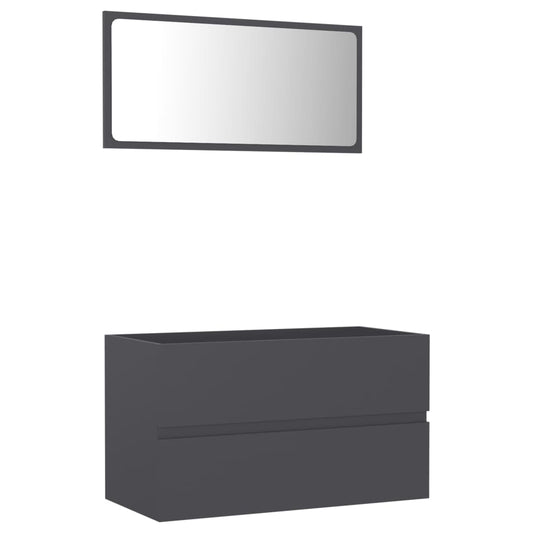 NNEVL 2 Piece Bathroom Furniture Set Grey Chipboard-1