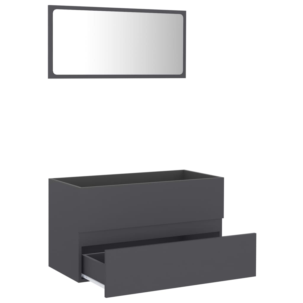 NNEVL 2 Piece Bathroom Furniture Set Grey Chipboard-4