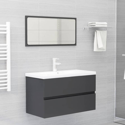 NNEVL 2 Piece Bathroom Furniture Set Grey Chipboard-0