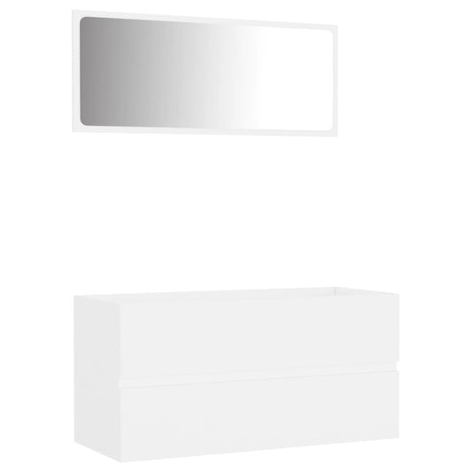 NNEVL 2 Piece Bathroom Furniture Set White Engineered Wood-1