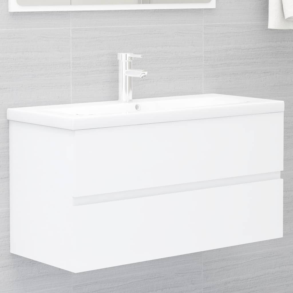 NNEVL 2 Piece Bathroom Furniture Set White Engineered Wood-3