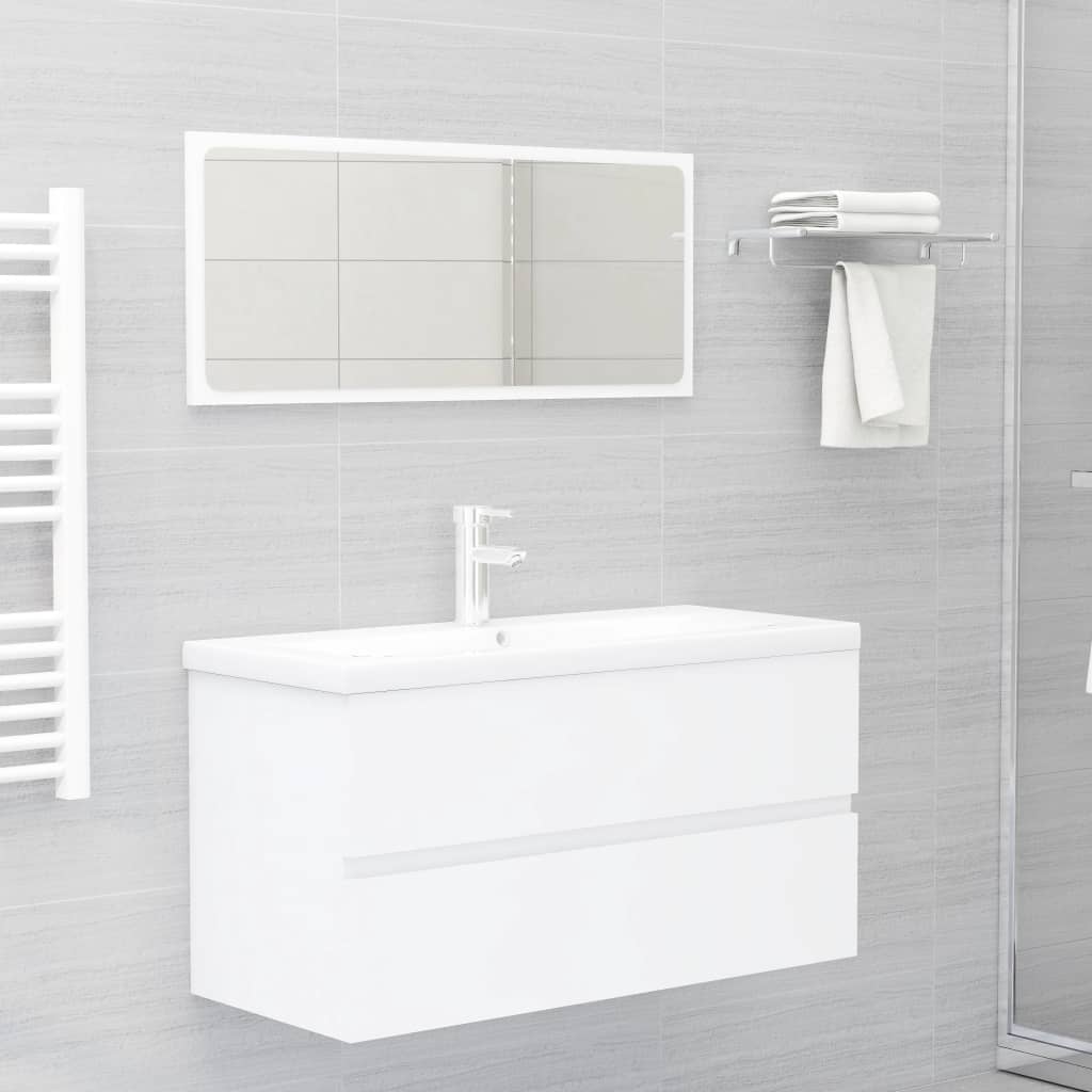 NNEVL 2 Piece Bathroom Furniture Set White Engineered Wood-0