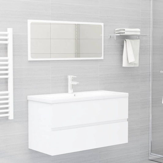 NNEVL 2 Piece Bathroom Furniture Set White Engineered Wood-0