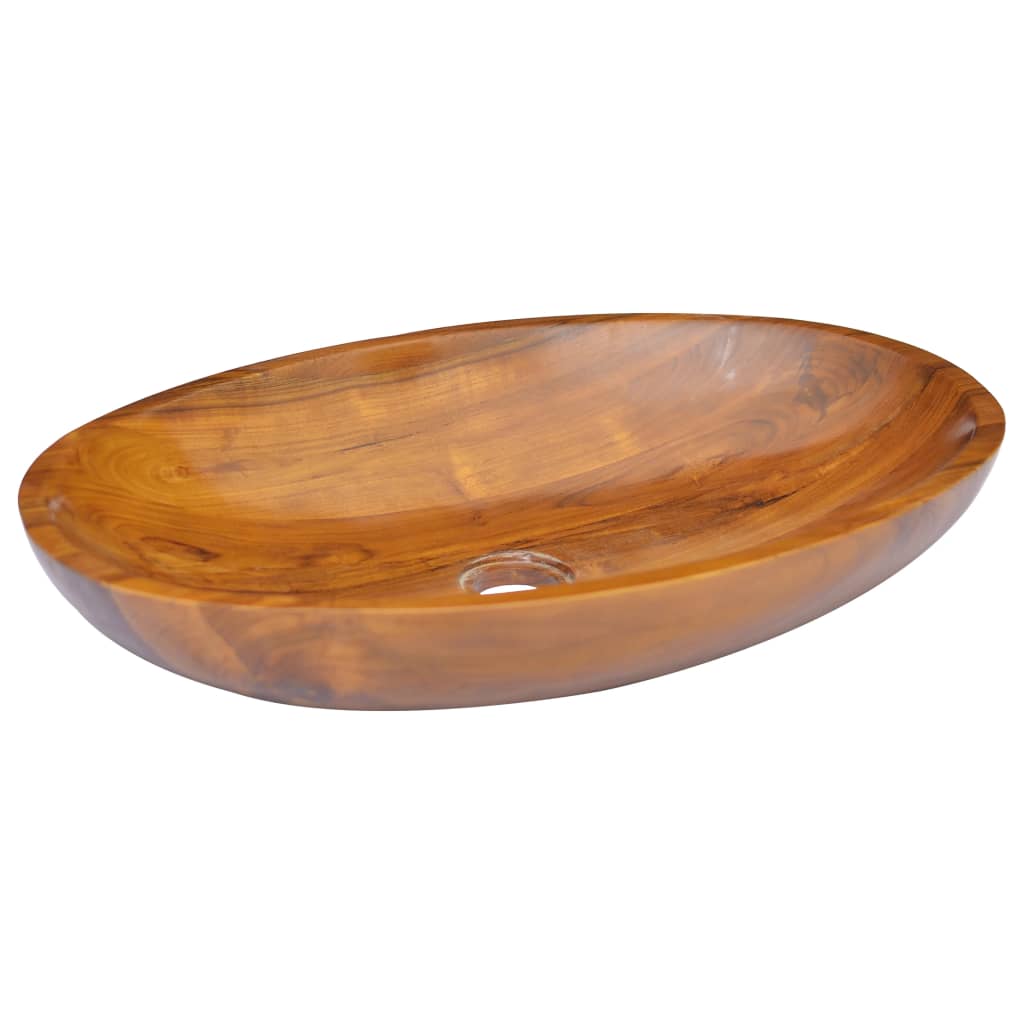 NNEVL Basin Solid Teak Wood 60x40x10 cm-3