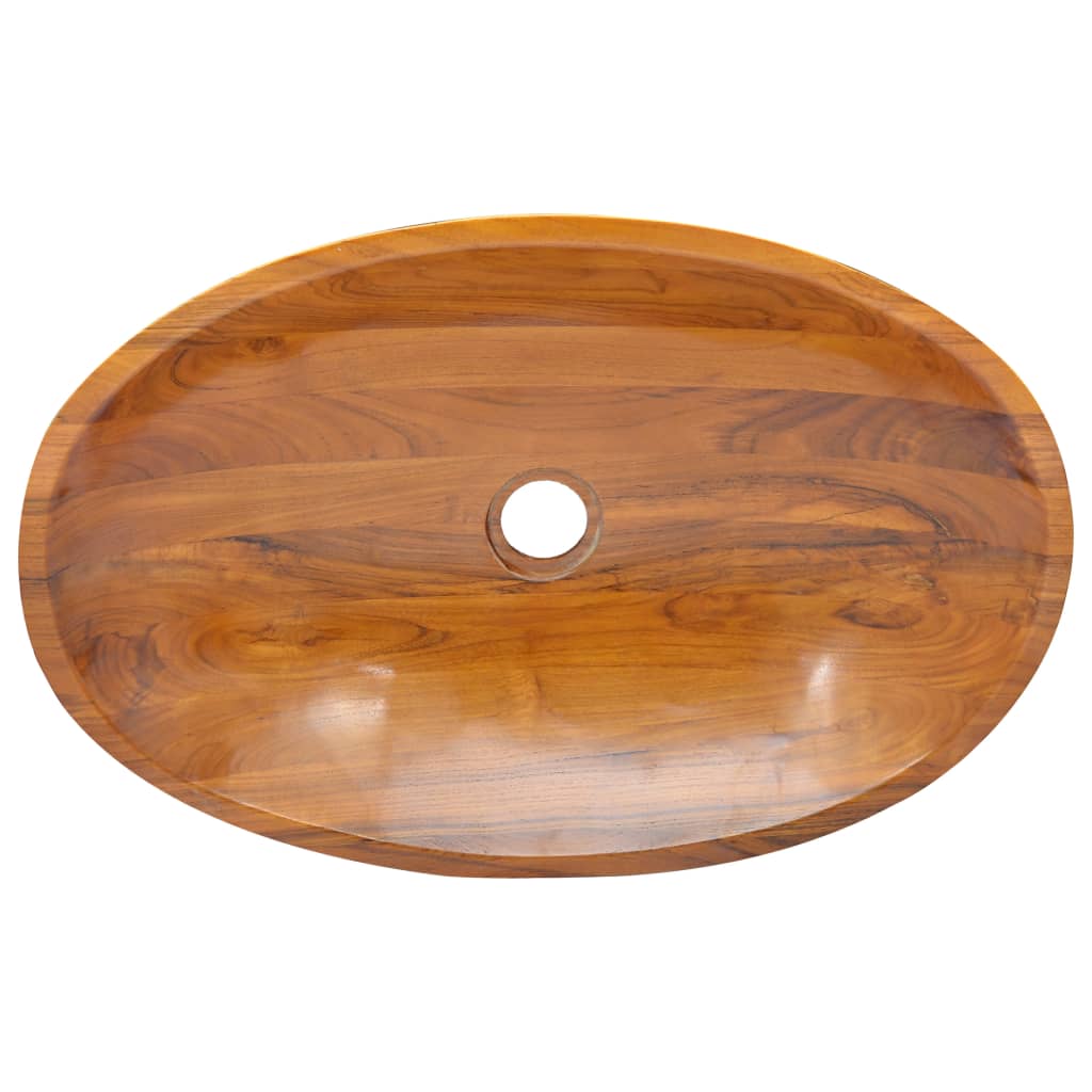 NNEVL Basin Solid Teak Wood 60x40x10 cm-4
