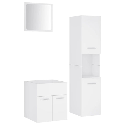 NNEVL Bathroom Furniture Set White Engineered Wood-1