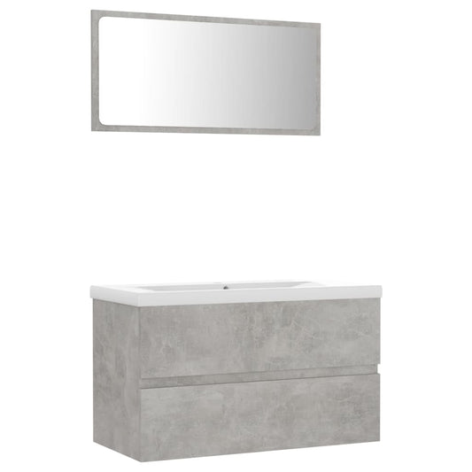 NNEVL Bathroom Furniture Set Concrete Grey Chipboard-1