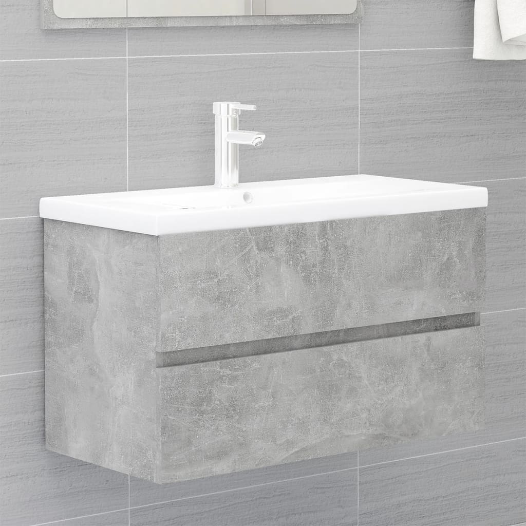 NNEVL Bathroom Furniture Set Concrete Grey Chipboard-3