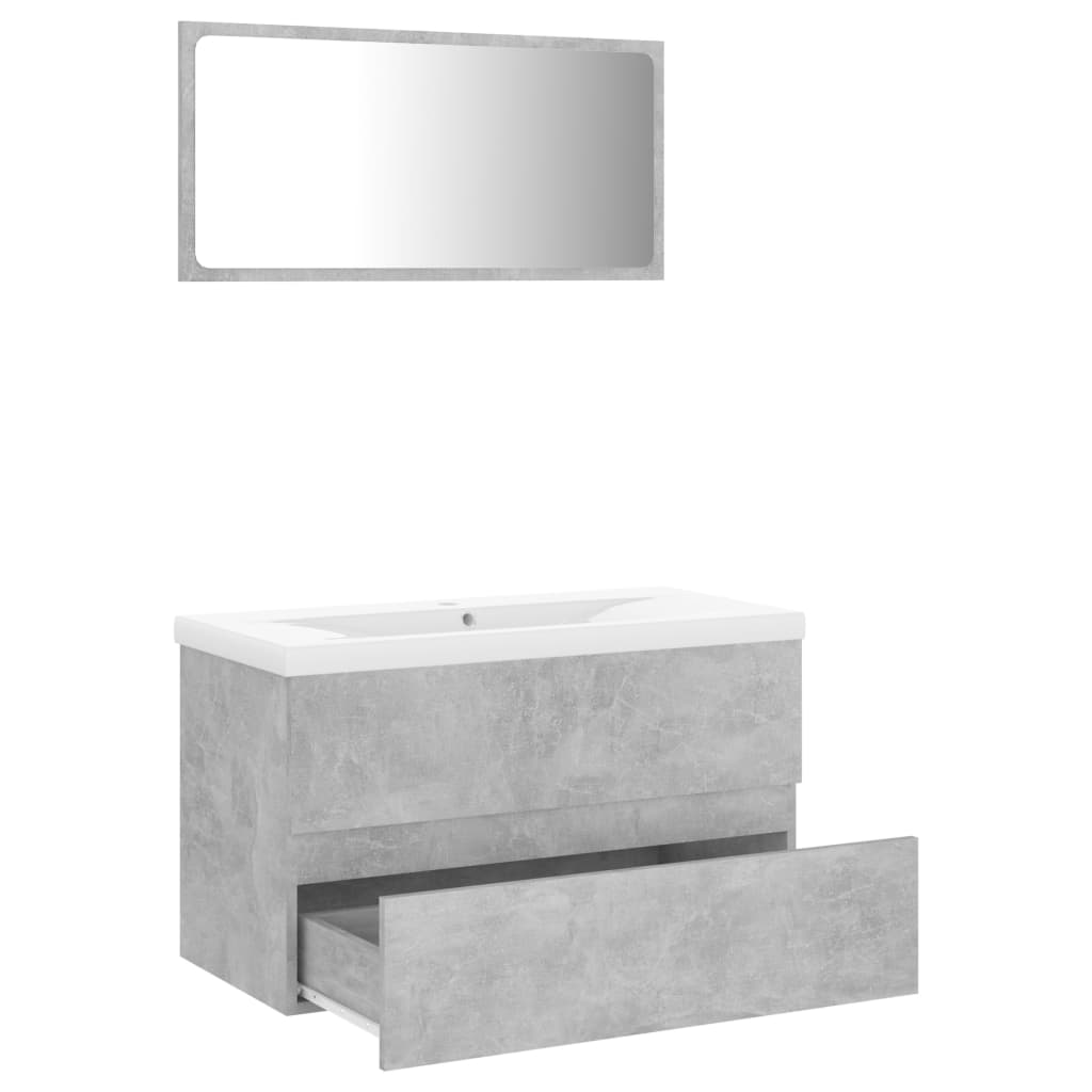 NNEVL Bathroom Furniture Set Concrete Grey Chipboard-4
