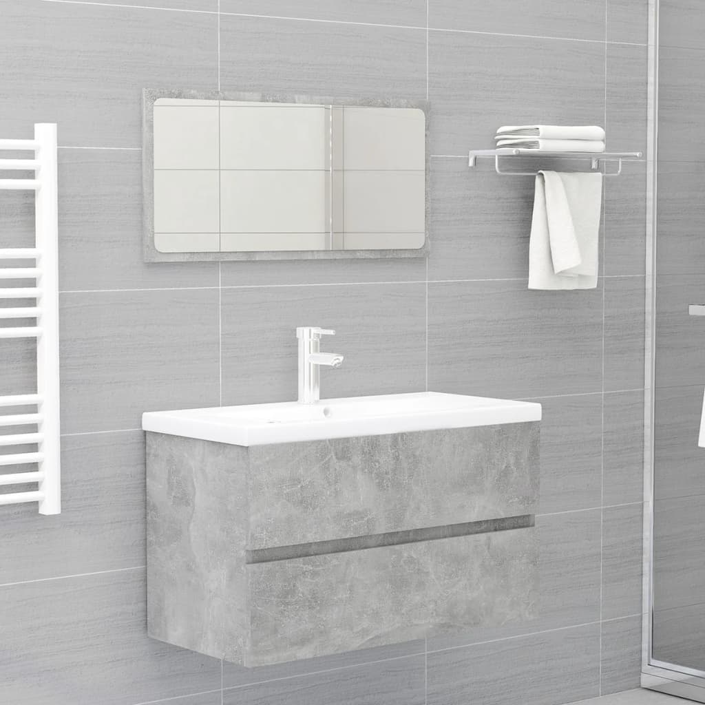 NNEVL Bathroom Furniture Set Concrete Grey Chipboard-0