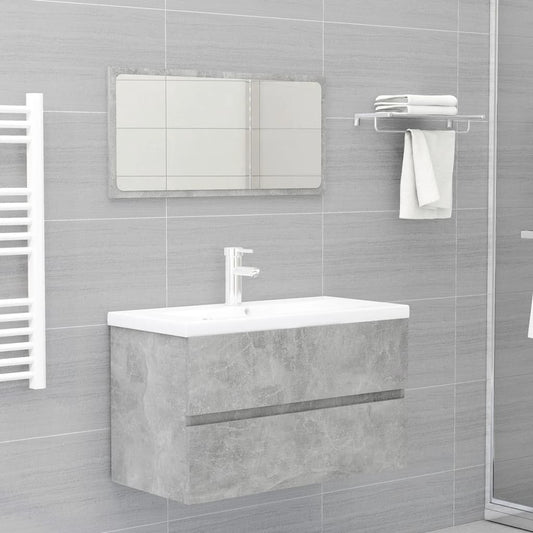 NNEVL Bathroom Furniture Set Concrete Grey Chipboard-0