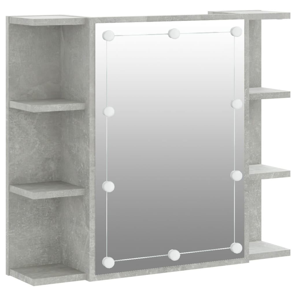 NNEVL Mirror Cabinet with LED Concrete Grey 70x16.5x60 cm-1
