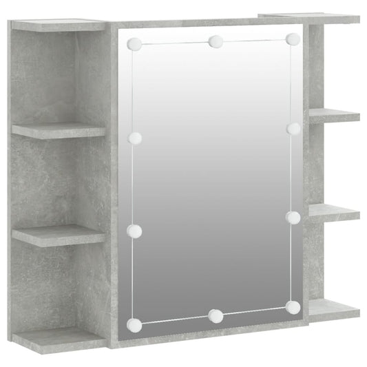 NNEVL Mirror Cabinet with LED Concrete Grey 70x16.5x60 cm-1