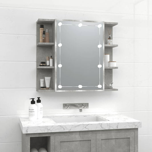 NNEVL Mirror Cabinet with LED Concrete Grey 70x16.5x60 cm-0